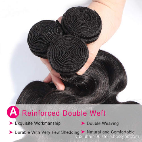 Factory Price India 100% Virgin Remy Human Hair Extension Double Machine Weft Natural Color Body Weave Bundles For Black Women